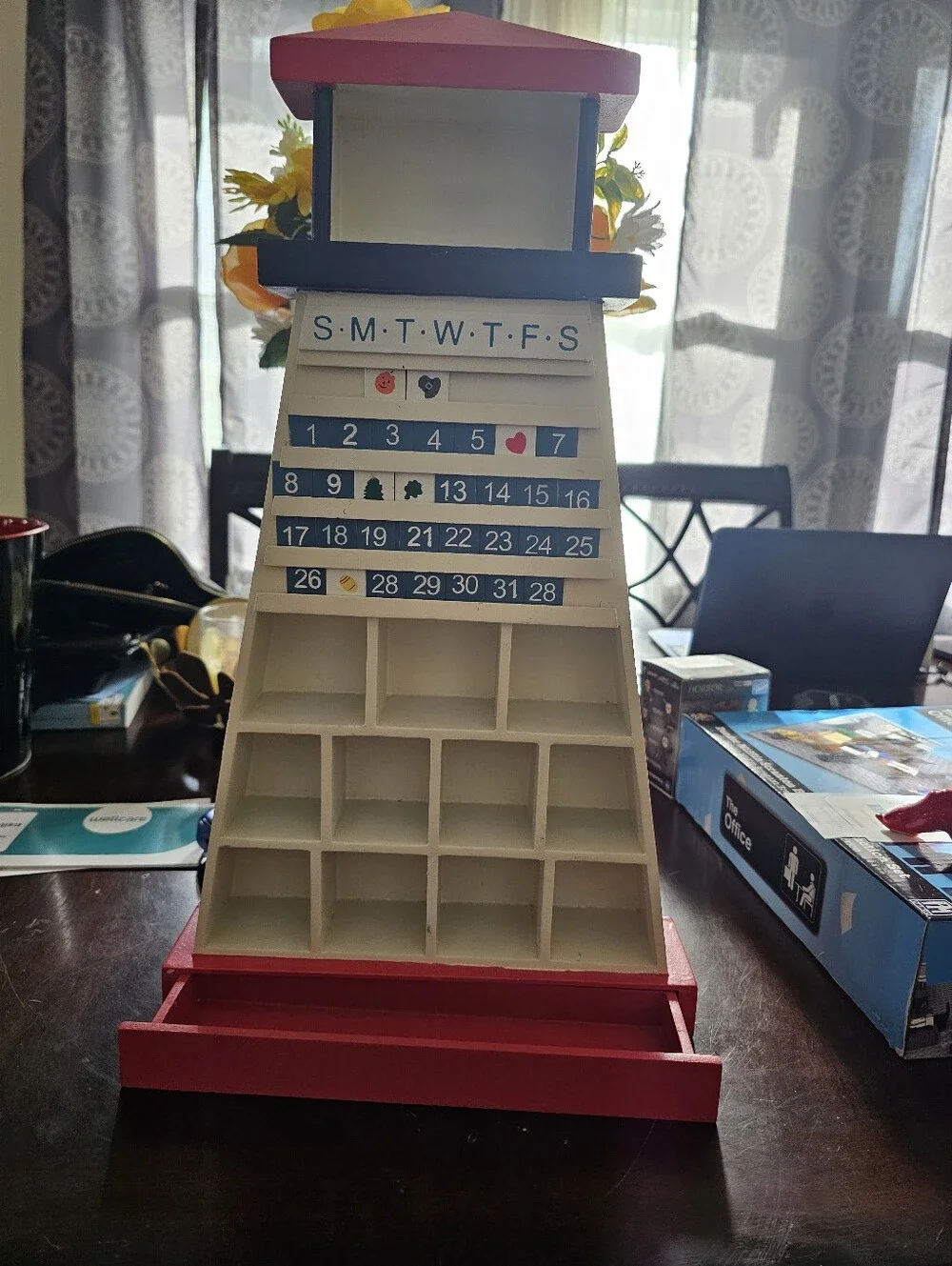 Wooden Light House Wall Shelf Calander. Ready To Hang